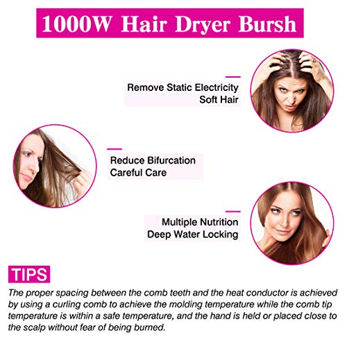 One Step Hair Dryer & Volumizer, Negative Iron Hair Dryer Brush & Hair Curler Ceramic Hot Air Brush 2-in-1 Infrared Hot Air Combing Curly Straight Dual-use Hair Styling Tool (Black +Purple) - Thumbnail 7