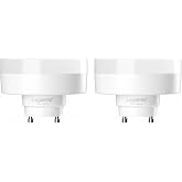 2.99" GU24 LED Puck Light Bulb 2 Prong, 10W 1000LM 5000K Cool White, 2 Pack | 2 Pin Led Lights with Twist-Lock Base, Low Profile Flat Design, Replaces 18W CFL, UL Damp Listed, Non-Dimming