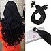 Moresoo 16 Inch Real Jet Black Human Hair Micro Ring Hair Remy Human Hair Extensions Color #1 Micro Link Hair Extensions 50 Grams 50 Strands Remy 100% Human Hair