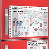 Magnetic Monthly Planner Board Set for Kitchen Fridge - Large Dry Erase Calendar Monthly Organizer with To Do List Notepad and Dry Erase Weekly Planner Whiteboard with Reusable Grocery List Magnet Pad