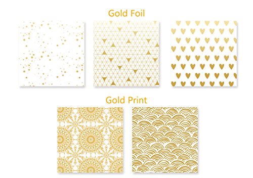 image for RUSPEPA Gift Wrapping paper roll-White and Gold Foil Pattern for Weddi