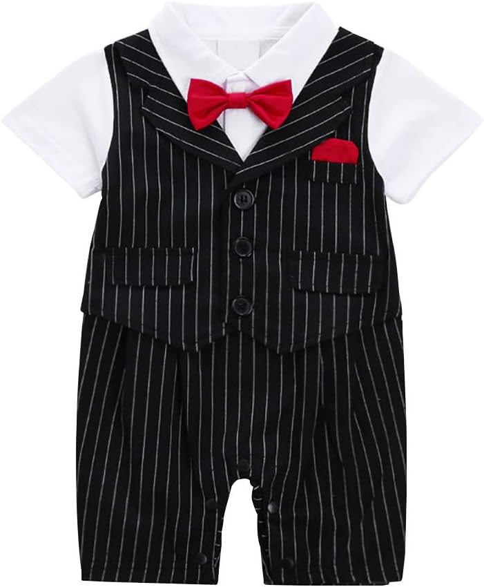 Newborn Toddler Baby Boy Clothes Set Formal Jumpsuit &Bow Tie &Berets Hat Gentleman Tuxedo Suits Sets
