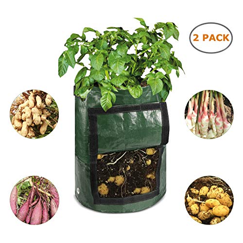 ELECTRFIRE Potato Grow Bags Planter Bags with Flap Garden Vegetables Planter Bags Aeration Fabric Perfect for Growing Carrot, Potato, Onion, Tomato, 10 Gallon 2 Pack