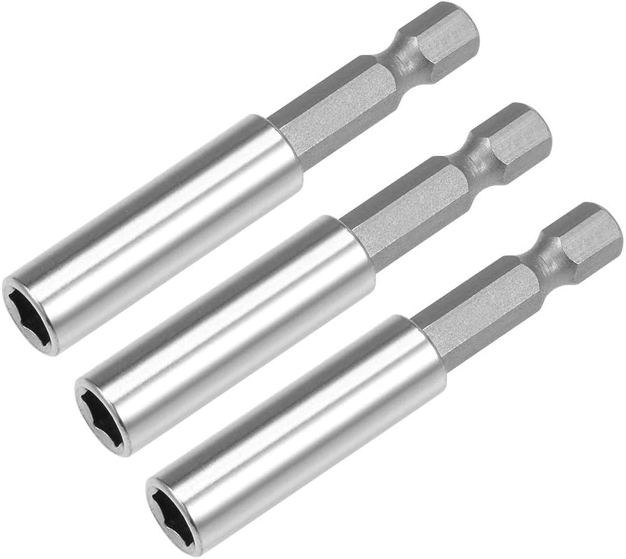 sourcing map 3 Pcs 1/4 Inch Hex Shank by 2.36 Inch Magnetic Bit Holder Extension, Quick Release Screwdriver Drill Bit Power Tool