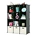 UNICOO - Multi Use DIY 12 Cube Organizer, Bookcase, Storage Cabinet, Wardrobe Closet (Regular Cube, Black)