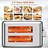 Toaster 2 Slice Wide Slots 815 W, Polished Stainless Steel Housing, 6 Browning Settings, High Lift Feature, Defrost Cancel and Reheat Functions, Slide Out Crumb Tray