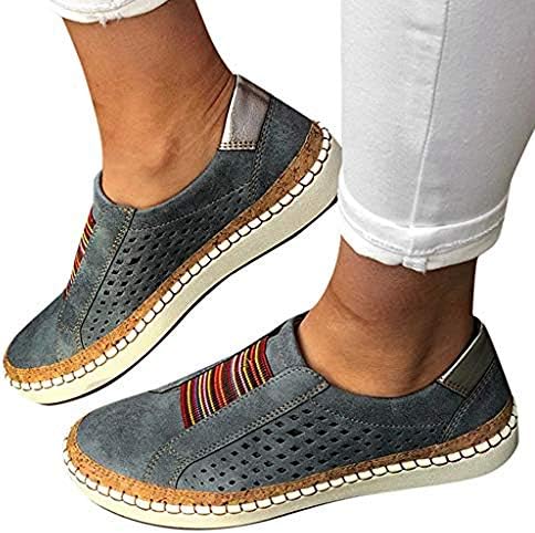 TnaIolral Women Casual Hollow-Out Shoes Round Toe Slip On Flat with Sneakers