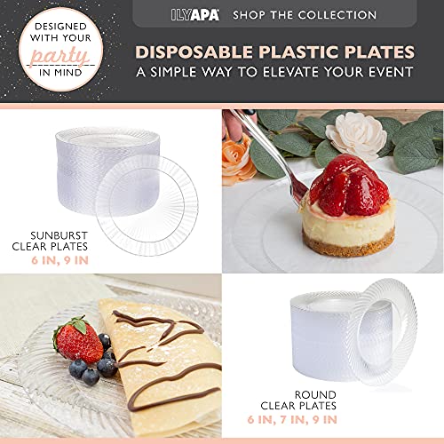 Ilyapa Disposable Clear Plastic Plates Pack Of 100 for Dinner Party or
