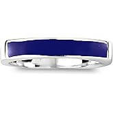 AeraVida Rectangular Bar Simulated Blue Lapis-Lazuli Inlay .925 Sterling Silver Ring | Classic Wedding Rings For Women | Casual Comfort Fit Silver Rings for Women