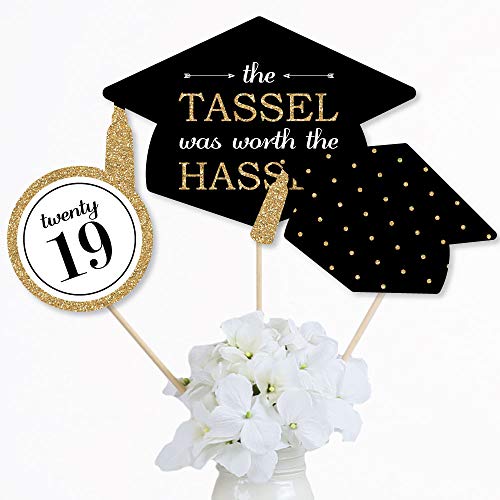 1 Gold+Tassel+Graduation+Centerpiece+Toppers