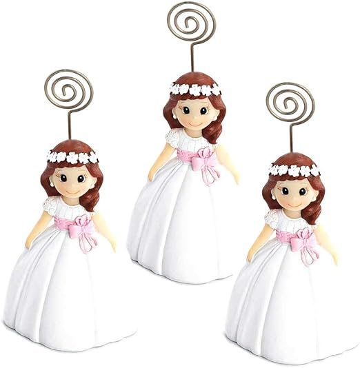 Lote de 12 clip portafotos en resina, niña Comunión, incluye tarjeta personalizada, nombre y fecha del evento.Detalle para invitados Primera Comunión: Amazon.es: Hogar