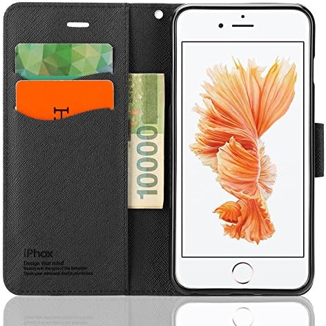 iPhone 6 plus Case,iPhone 6s plus Case,Souldio™Leather Case for iPhone 6 plus(5.5 in.)Wallet Case with Card Holder Kickstand Flip Cover Protective Case Cross Magnet Phone Cases(Black)