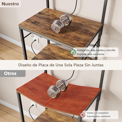 YYDSKIT Alacena de Almacenamiento de 5 Niveles, Estante de Cocina con 6 Ganchos，Estantes Organizadores, Estante de Microondas, Almacenamiento Multiusos de Cocina, Sala, Oficina，Cafetería (Marrón)