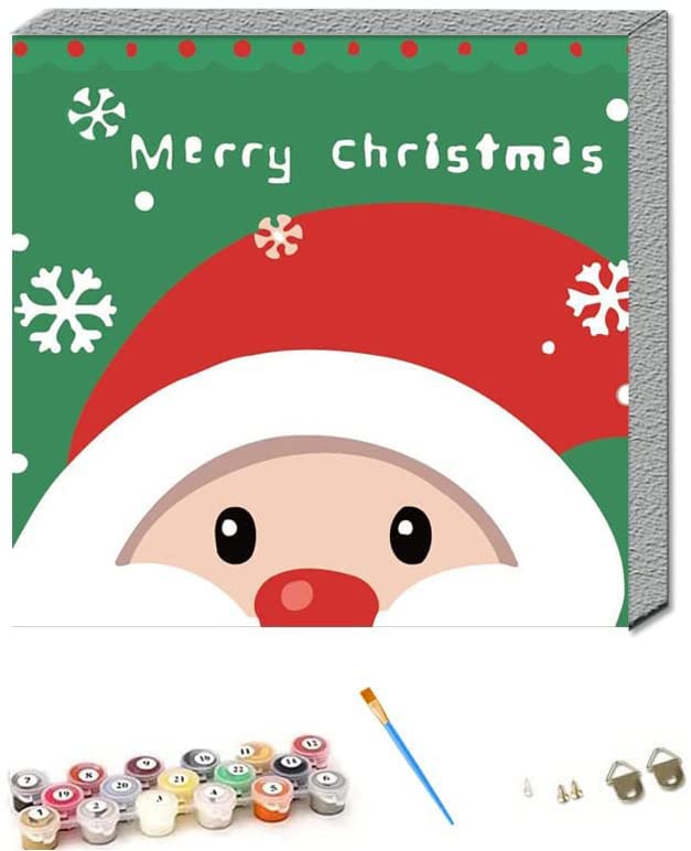 ABEUTY Paint by Numbers for Children Kids, Santa Claus Christmas 25x25 cm Number Painting with Frame