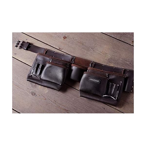 12 Taschen Schreiner Ölüberzogenes Leder Werkzeuggürtel | Handwerker Arbeits Gürtel Schürze für Männer | Werkzeughalter Arbeitsorganizer für Bauherren, Zimmerleute, Gärtner, Elektriker, Diy Er – Bild 7