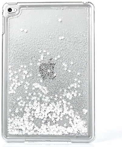 Nasin iPad Mini 4 Case, iPad Mini 4 Case, Creative Design Bling Glitter Shiny Quicksand Sparkle Flowing Floating Liquid Transparent Plastic Back Cover (White star)