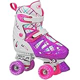 Pacer XT70 Adjustable Artistic Quad Roller Skates for Youth Children (white small)