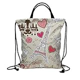 3D Print Drawstring Bag String Backpack,Paris