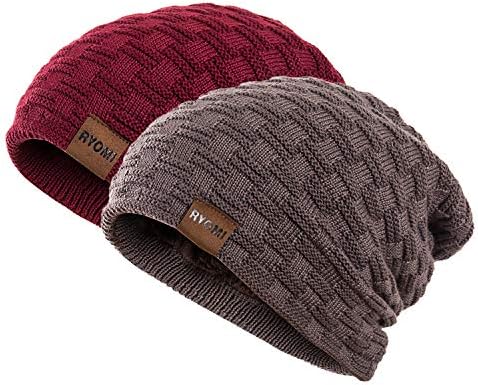 Beanie Hat for Men and Women Fleece Lined Winter Warm Hats Knit Slouchy Thick Skull Cap