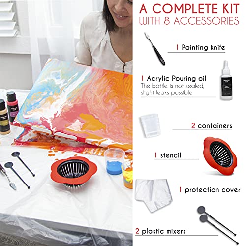 Acrylic Pouring Paint Art Kit with 40 x 60ml Tubes, 40 Vibrant Colors, ReadytoUse Acrylic
