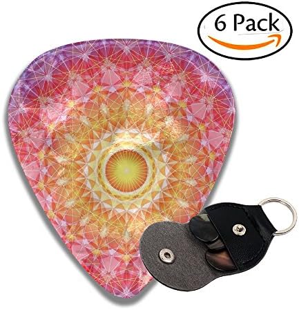 Diswpi Plectrum Celluloid Guitar Picks Kaleidoscope Flower Of Life 351 Shape 0.46 Mm 0.71 Mm 0.96 Mm Light/Thin Medium Heavy For Electric Guitar Acoustic Guitar Mandolin Bass 6 Pack