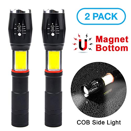 Tactical Flashlight- Viden Compact Bright Flashlight LED COB Magnet Waterproof, Rechargeable, High Lumen, E-SMARTER,6 Light Modes, Mini Handheld Flashlights For Sporting, Camping, Outdoor [2 PACK]