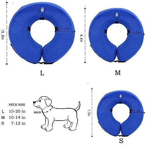 Neepanda Protective Inflatable Dog Collar, Adjustable Soft Pet Recovery E-Collar Cone for Small/Medium/Large Dogs & Cats, Designed to Prevent Pets From Touching Stitches (L, Blue)