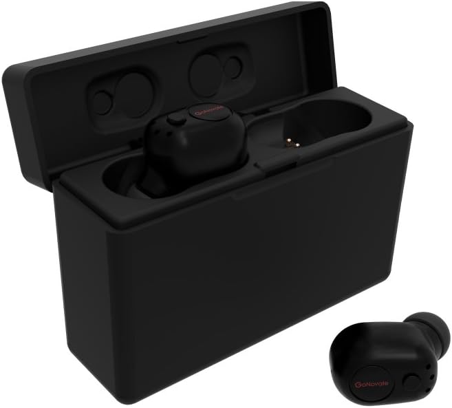 GoNovate Gemini True Wireless Earbuds Headphones with 3000 mAh Charging Case for Apple iPhone X 8 Plus 8 7 Plus 7 6s Plus 6, Samsung HTC LG Sony, iPad, Tablets and More - Black