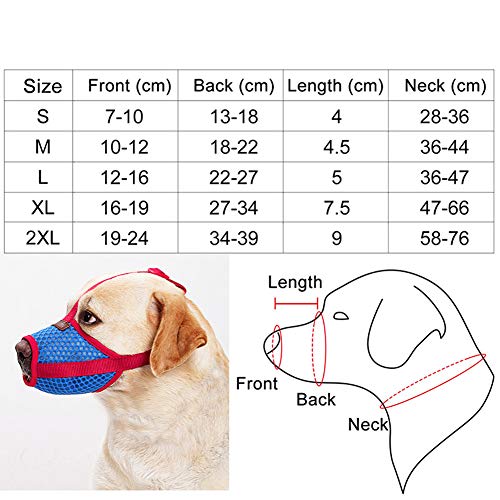 RC GearPro Adjustable Dog Muzzle, Pet Mouth Cover Air Mesh for Anti-Biting Anti-Barking Licking for Small Medium Large Dogs (S)