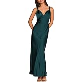 Summer Satin Braided Spaghetti Strap V Neck Maxi Dress for Women Elegant Silk Sleeveless Backless Midi Prom Dress