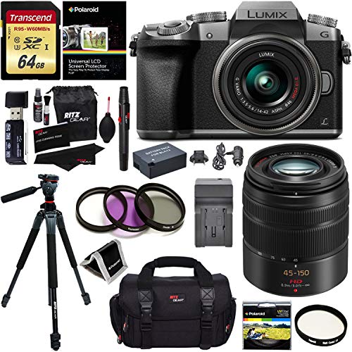 Panasonic G7KS Digital Single Lens Mirrorless 4K Camera 14-42 mm Lens Kit + Panasonic H-FS45150AK Lumix G Vario 45-150mm Lens + Accessory Bundle + Transcend 64 GB Memory + Professional Tripod Panasonic G7KS Digital Single Lens Mirrorless 4K Camera 14-42 mm Lens Kit + Panasonic H-FS45150AK Lumix G Vario 45-150mm Lens + Accessory Bundle + Transcend 64 GB Memory + Professional Tripod