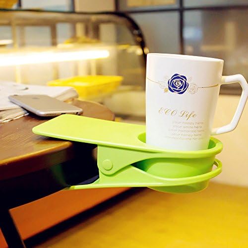 Huge Desk Cup Holder for Home and Office Table Side Water Drink Beverage Soda Coffee Mug Holder Cup Saucer Clip Green