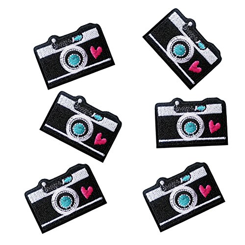 XUNHUI Cute Camera Embroidered Patch for Clothing Iron on Sew Applique Cute Patch Fabric Badge Garment DIY Apparel Accessories 6 Pieces - Thumbnail 2