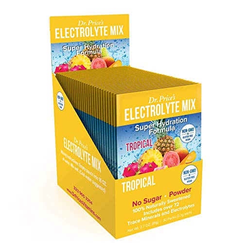 Electrolyte Mix Super Hydration Formula + Trace Minerals | New! Tropical Flavor (30 Powder Packets) Sports Drink Mix | Dr. Price's Vitamins | No Sugar, Non-GMO, Gluten Free & Vegan