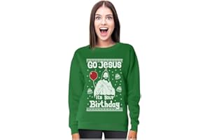 Tstars Go Jesus It's Your Birthday Sweatshirt Women Teens Ugly Christmas Sweater Style