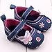 Voberry Baby Girls Soft Soled Butterfly Crib Moccasins Canvas Mary Jane Shoes (0~6 Month, Blue)