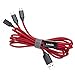 LinkOn Multi Charging USB Cable 2m/6.6ft/6ft Universal Cord 3 in 1 Type C,Micro and Phone Compatible Multiple Plugs All Device Ports,Android(Red)