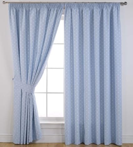 Amazon Com Sundour Curtains Dotty In Powder Blue 90 X54 3