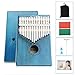 Apelila 17 Key Kalimba Thumb Piano, Solid Mahogany Wood Body Finger Piano with Tune Hammer,Carry Bag,Pickup,Key Stickers(Blue)