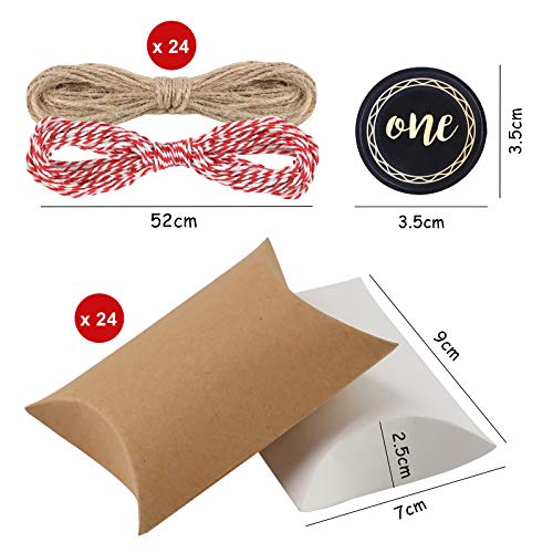 VGOODALL Adventskalender zum befüllen, 24 Adventskalender Kraftpapier Tüten mit 24 Zahlenaufklebern Weihnachts-Geschenktüten Kissenschachtel für Weihnachtsdeko zum DIY zum Basteln