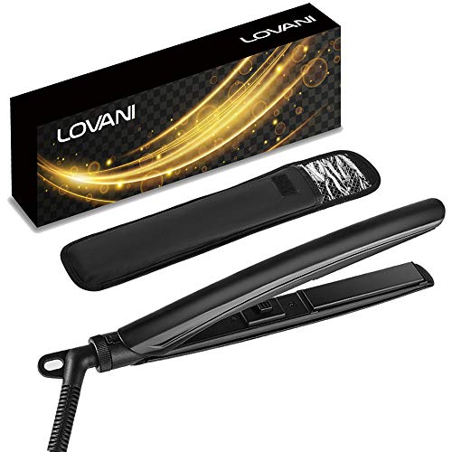 LOVANI Mini Hair Straightener,0.6 Inch Travel Flat Iron Dual Voltage Small Size Anti Scald Hair Iron with 3D Floating Ceramic Tourmaline Plates for Short Hair,Black (Black)
