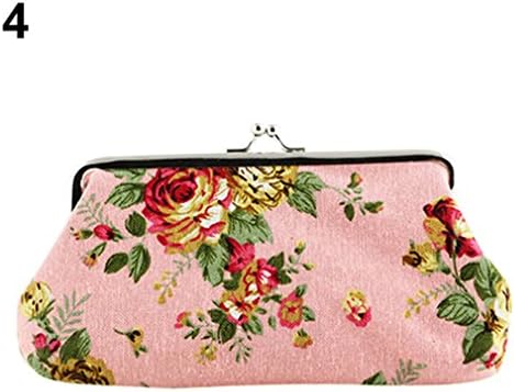 Ellabag Women's Coin Purse Money Bag Case Wallet Keys Card Pouch Big Flower Pattern Hasp Pink