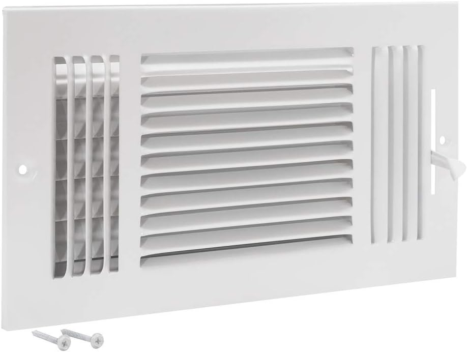 Registers, Grilles & Vents - EZ-FLO 12 x 6 Inch (Duct Opening) White Air Vent Cover for Wall or Ceiling, Three-Way Ventilation Register, Solid Steel HVAC Cover, 61615