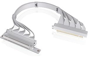 PCIe 4.0 Dual 90°Degree Connectors Riser Cable; White; 16Gbps High-Speed Transmission; 400mm; EMI Shielding; AC-077-CO6OTN-C1