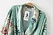 Women Boho Floral Print Long Kimono Cardigan Robe Coat Jackets with Tie Waist (L, Green)