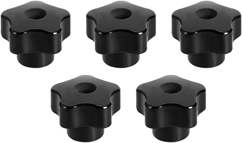 sourcing map Star Knobs Grip Handles M8 Diameter Brass Insert Female Thread Set of 5 Black, M8 x 40mm(5Pack)