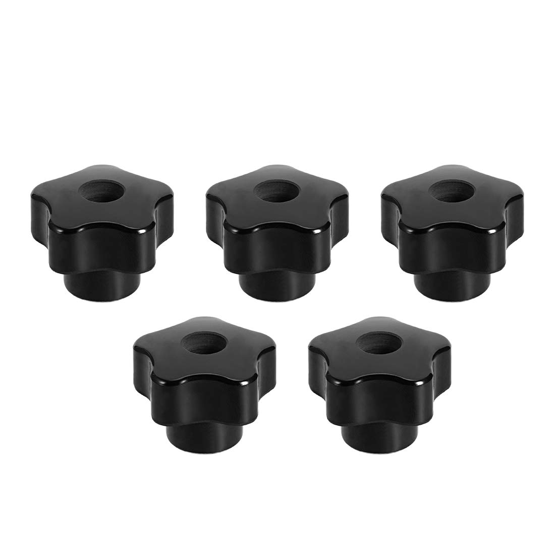 sourcing map Star Knobs Grip Handles M8 Diameter Brass Insert Female Thread Set of 5 Black
