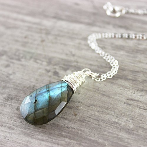 Labradorite gemstone sterling silver necklace - 18"…
