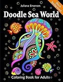 Doodle Sea World Coloring Book for Adults Black Background by Juliana Emerson