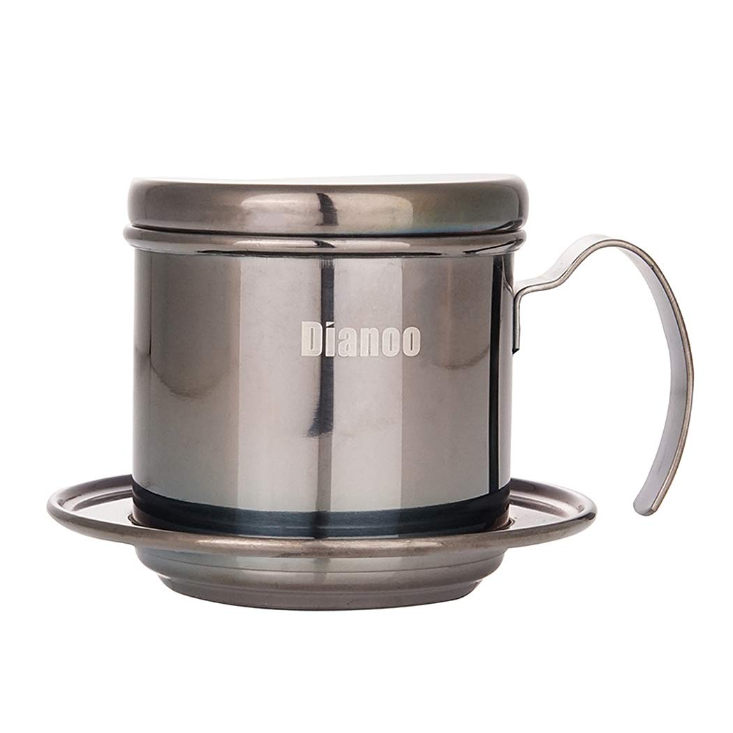 Dianoo Vietnamese Coffee Filter Press Coffee Maker, Portable Stainless Steel Vietnamese Coffee Dripper Manual Coffee Infuser Filter for Home, Office, Cafe, Restaurant, Travel Black